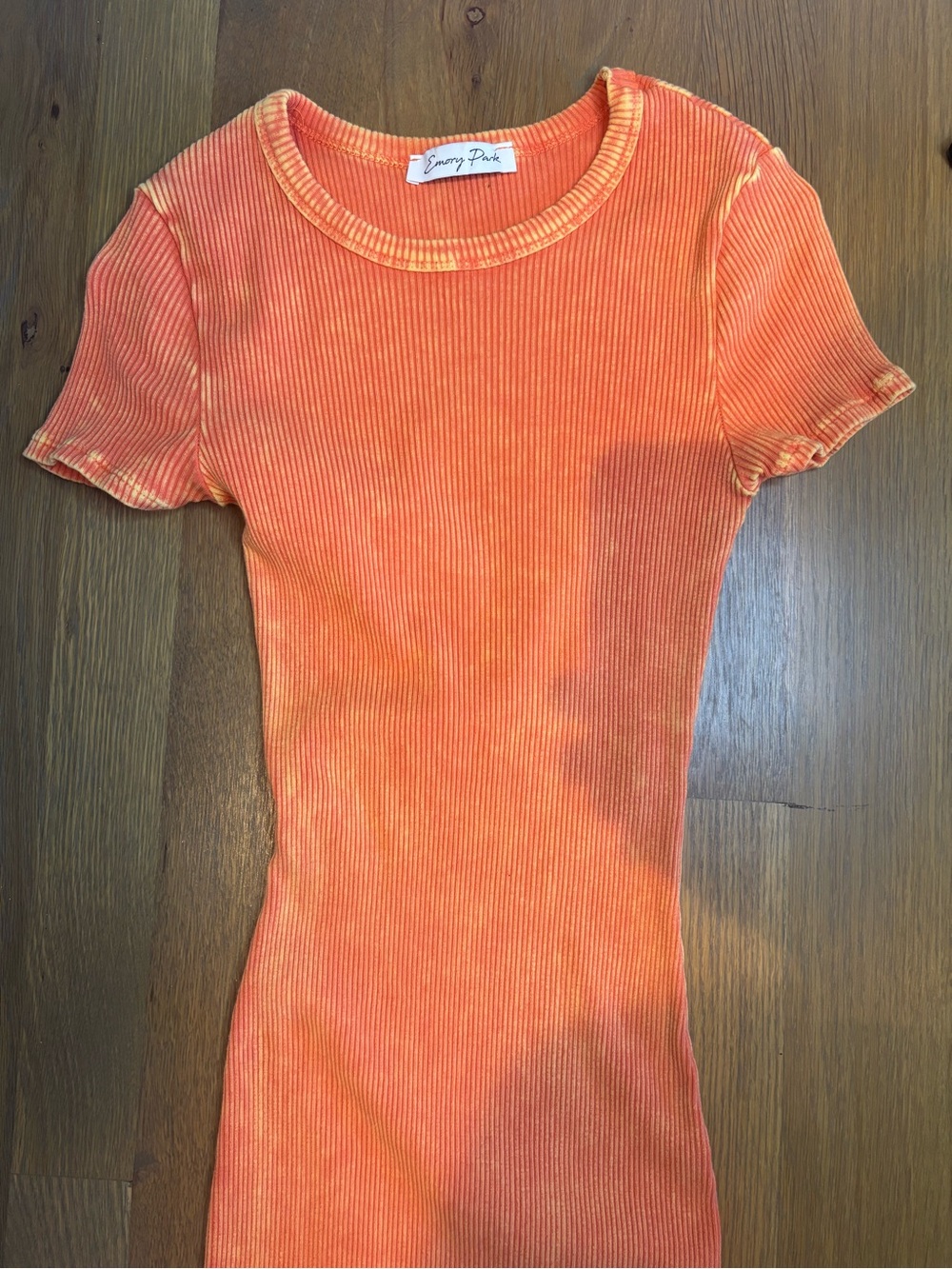Emory Park Women's Orange Ribbed Short-Sleeve Top